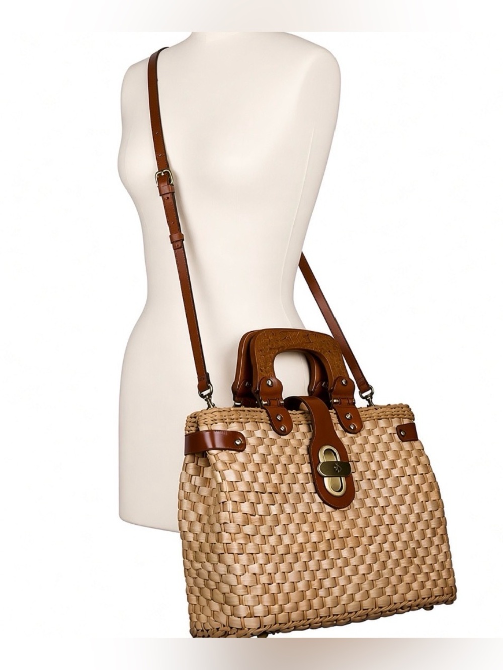 Patricia Nash Valpiana Straw Handle Satchel Bag - Picture 2 of 11